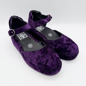 TUK Purple Velvet Wrapped Mary Jane Platform Shoes Women’s 7 Rockabilly Goth